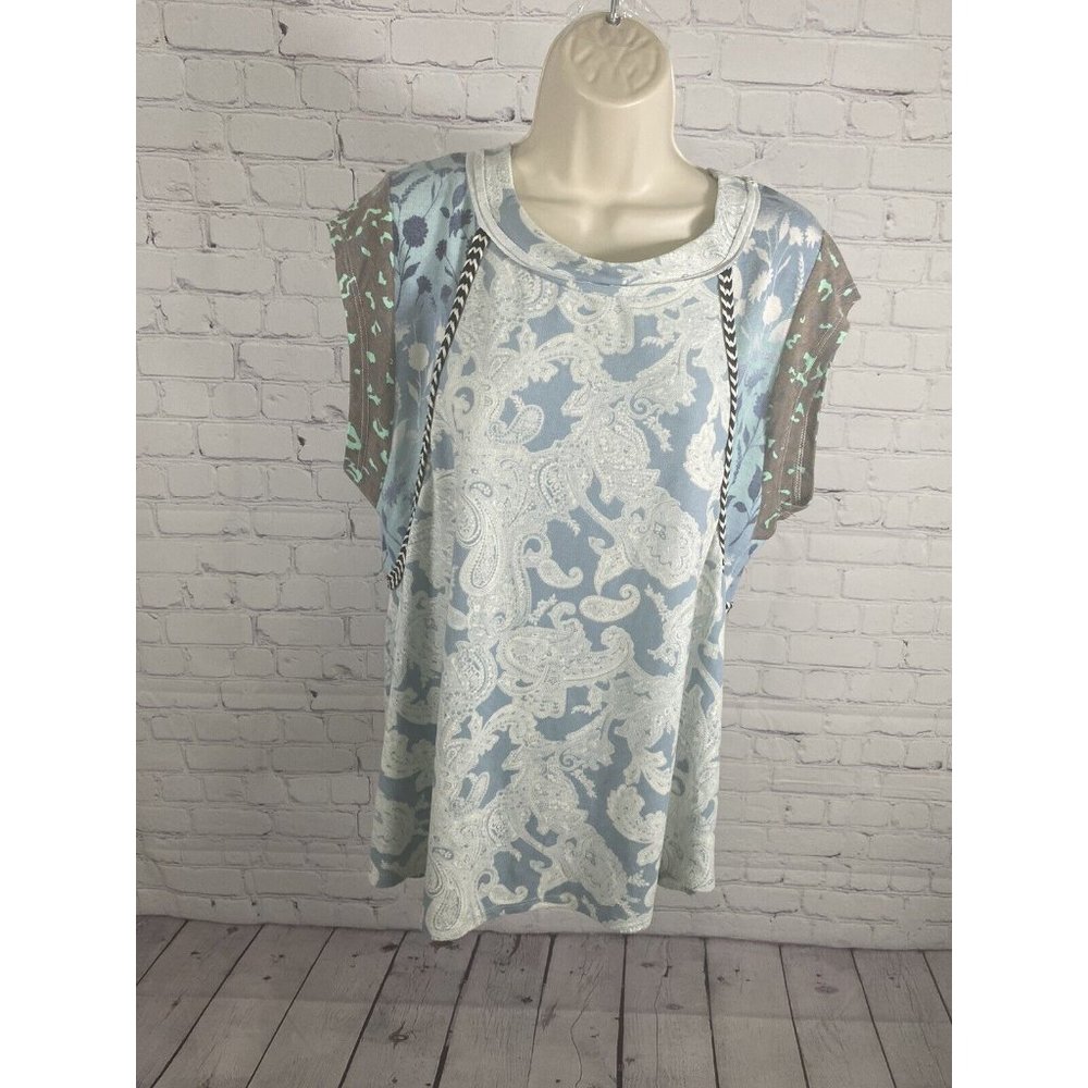 Ces Femme Sleeveless Multi Pattern Floral Paisley Multicolored Knit Tank Top M